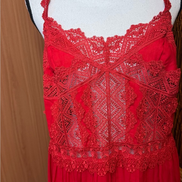 Charo Ruiz Red Lace Maxi Dress - Picture 2 of 16